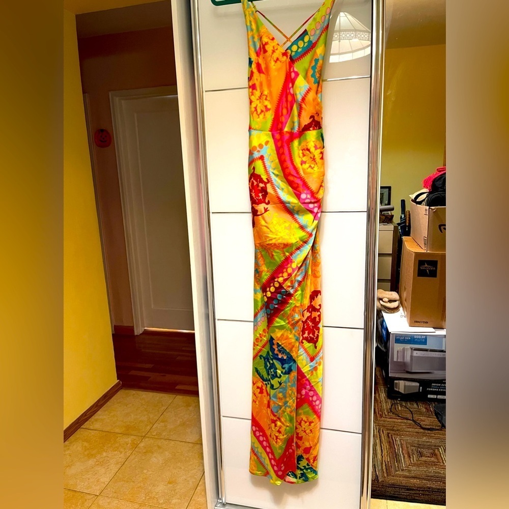 Floral Multicolor Long Dress Maxi Sleeveless Sz XS/ S